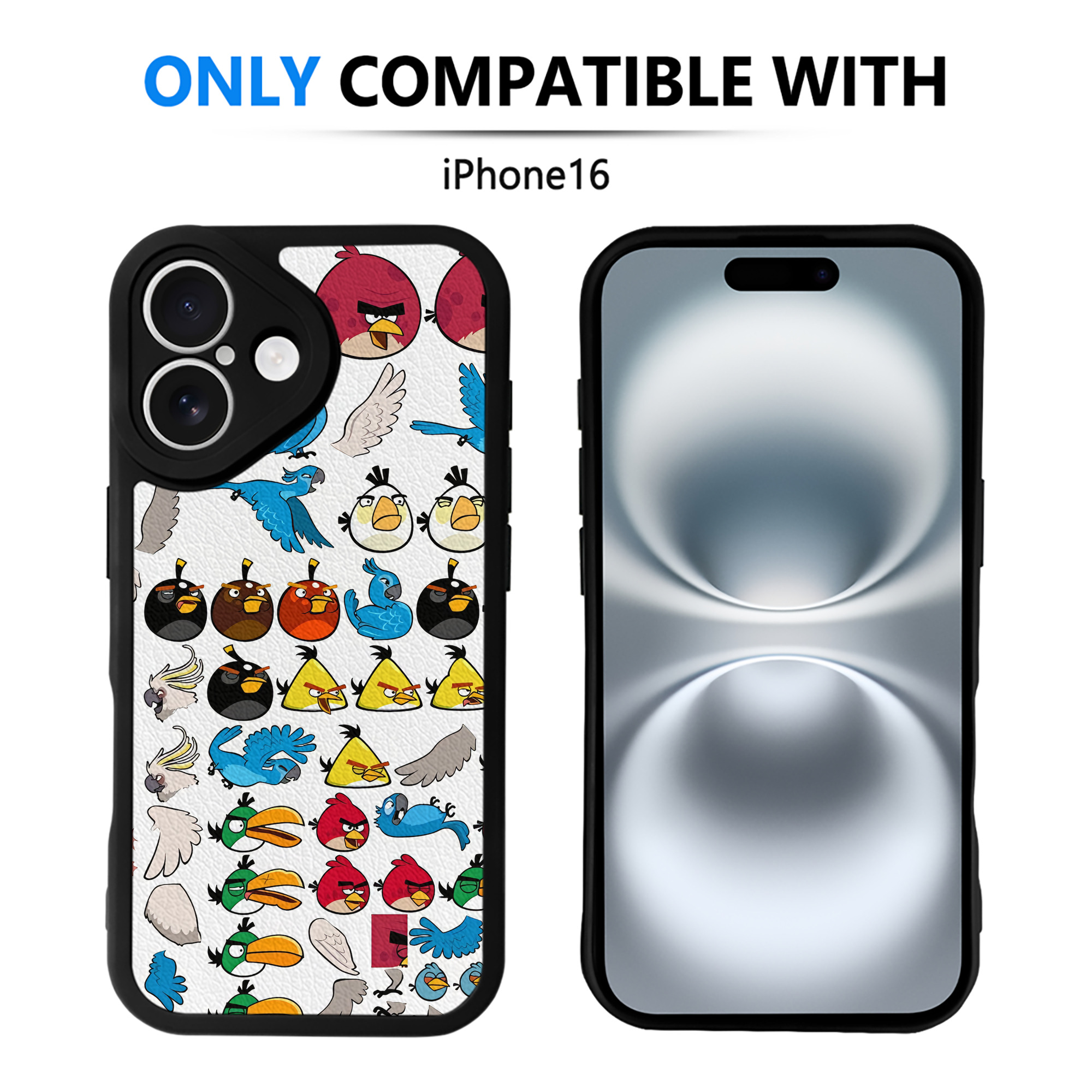 （画像用） Angry Birds アングリーバード 【iPhone 16シリーズ対応】シリコンスマホケース（レザー調） 材質：シリコン